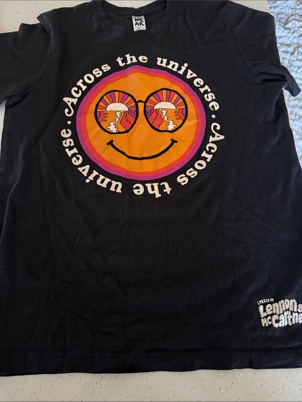 Zumba Fitness Black Tee with Orange & Pink Smiley Graphic